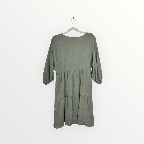 Anthropologie Saturday Sunday Olive Green BOHO Tassel Sleeve Dress NWT Size XS - Picture 8 of 8